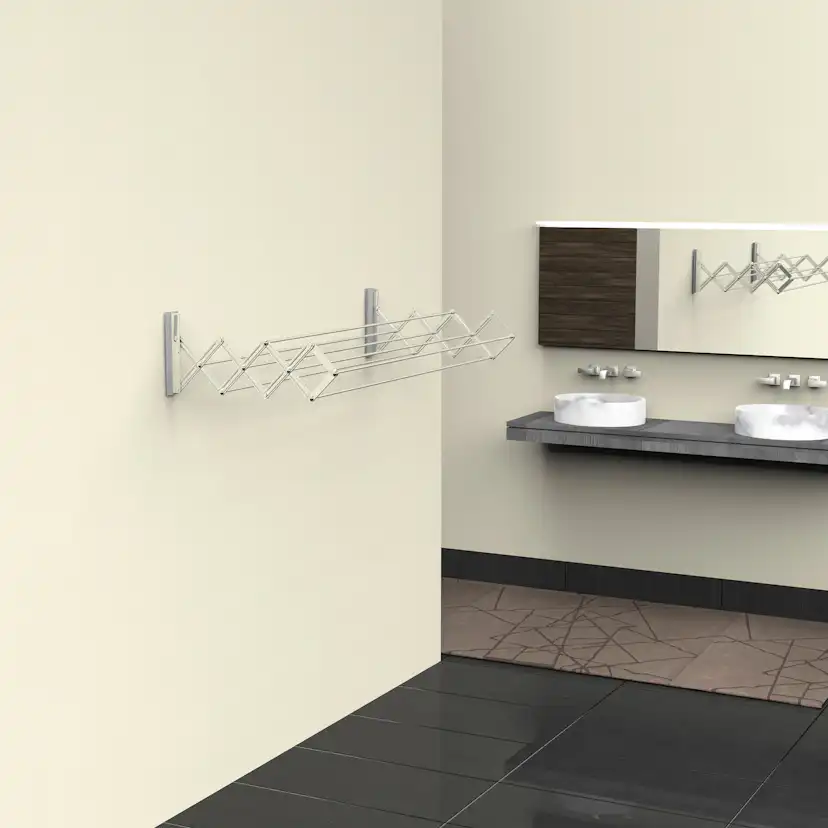 Torkställning Juwel Vägghängd & Hopfällbar 100 cm Stål Silver