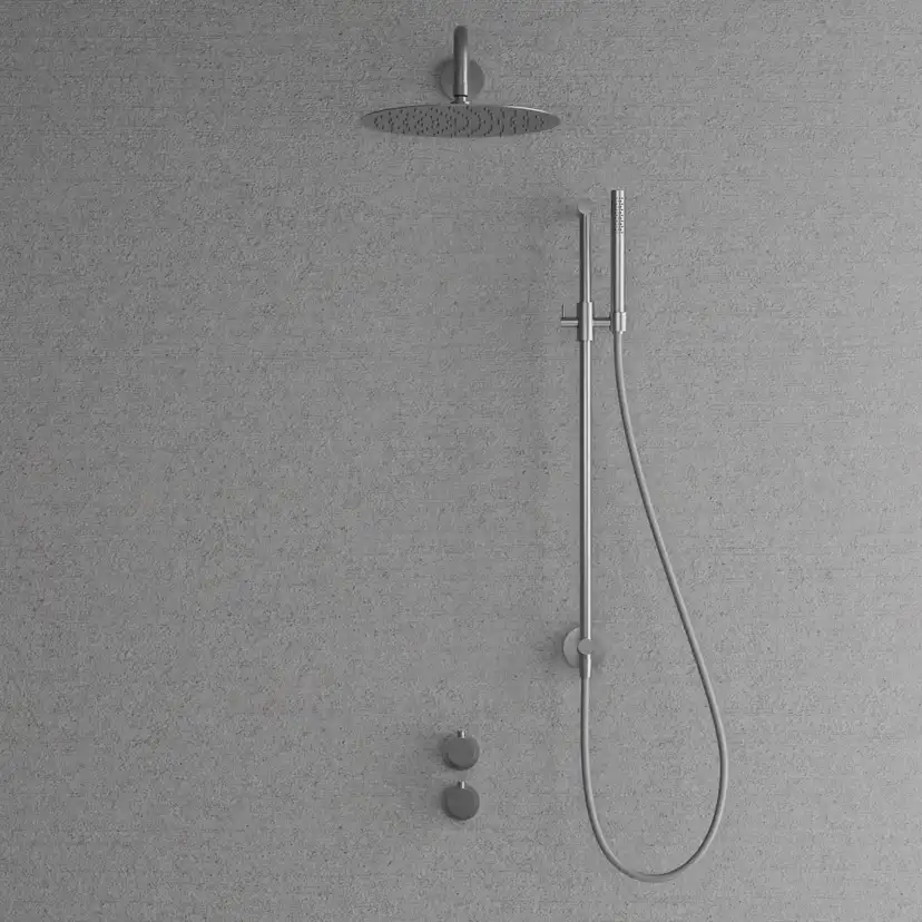 Takduschset Scandtap Steel Harmonized 6X med Badkarsblandare för Inbyggnad