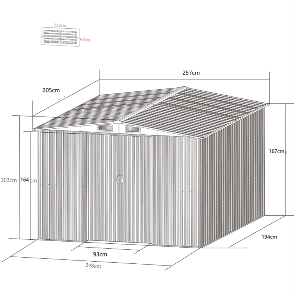 Redskapsbod Metalcraft 5,3m² med Dubbel Skjutdörr