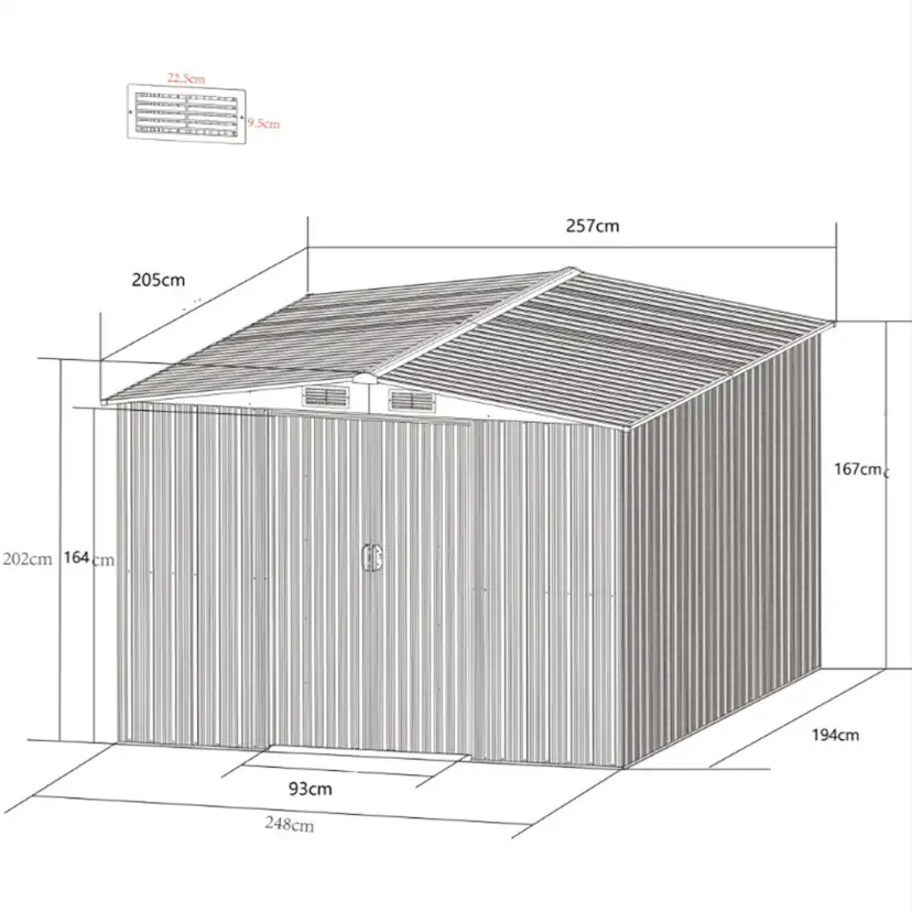 Redskapsbod Metalcraft 5,3m² med Dubbel Skjutdörr