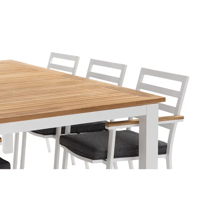 Trädgårdsgrupp deNoord Las Vegas Matgrupp Utomhus 220-280 cm + 6 Oliver Matstol