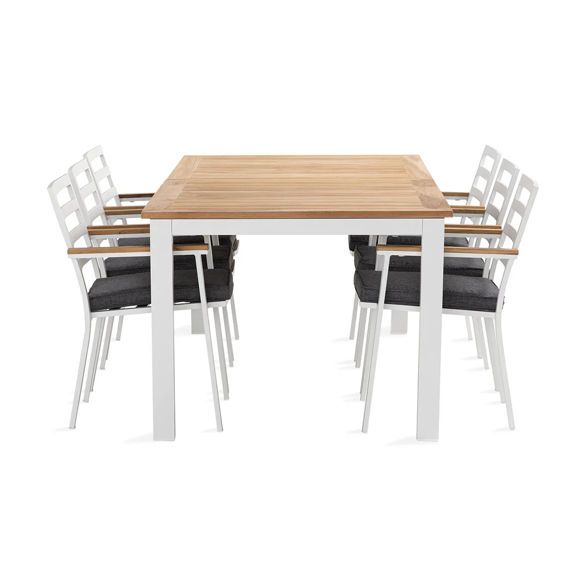 Trädgårdsgrupp deNoord Las Vegas Matgrupp Utomhus 220-280 cm + 6 Oliver Matstol