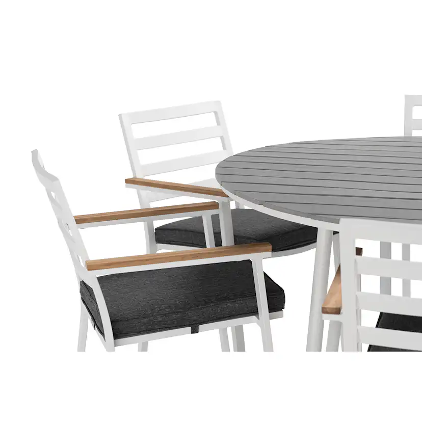 Trädgårdsgrupp deNoord Tunis Matgrupp Utomhus Rund 140 cm + 6 Oliver Matstol