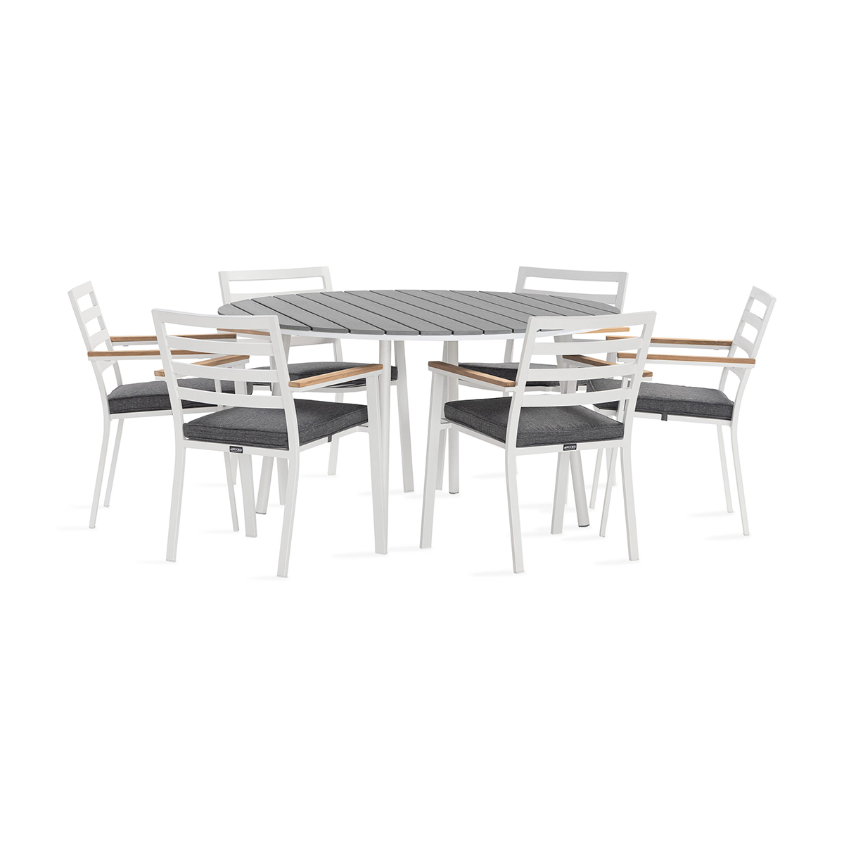 Trädgårdsgrupp deNoord Tunis Matgrupp Utomhus Rund 140 cm + 6 Oliver Matstol