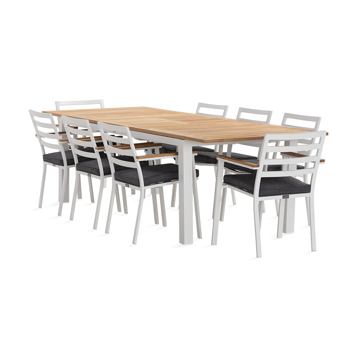 Trädgårdsgrupp deNoord Las Vegas Matgrupp Utomhus 220-280 cm + 8 Oliver Matstol