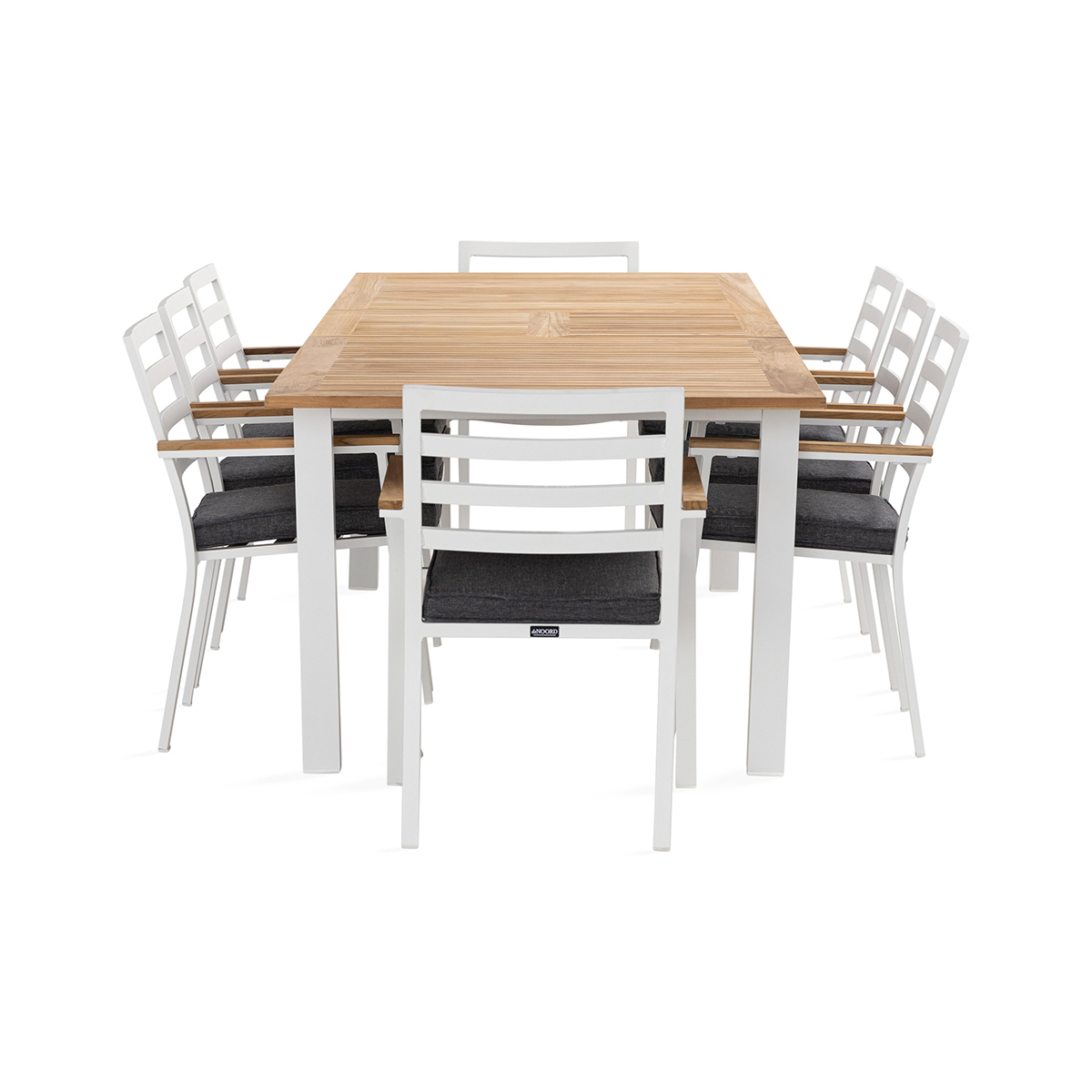 Trädgårdsgrupp deNoord Las Vegas Matgrupp Utomhus 220-280 cm + 8 Oliver Matstol