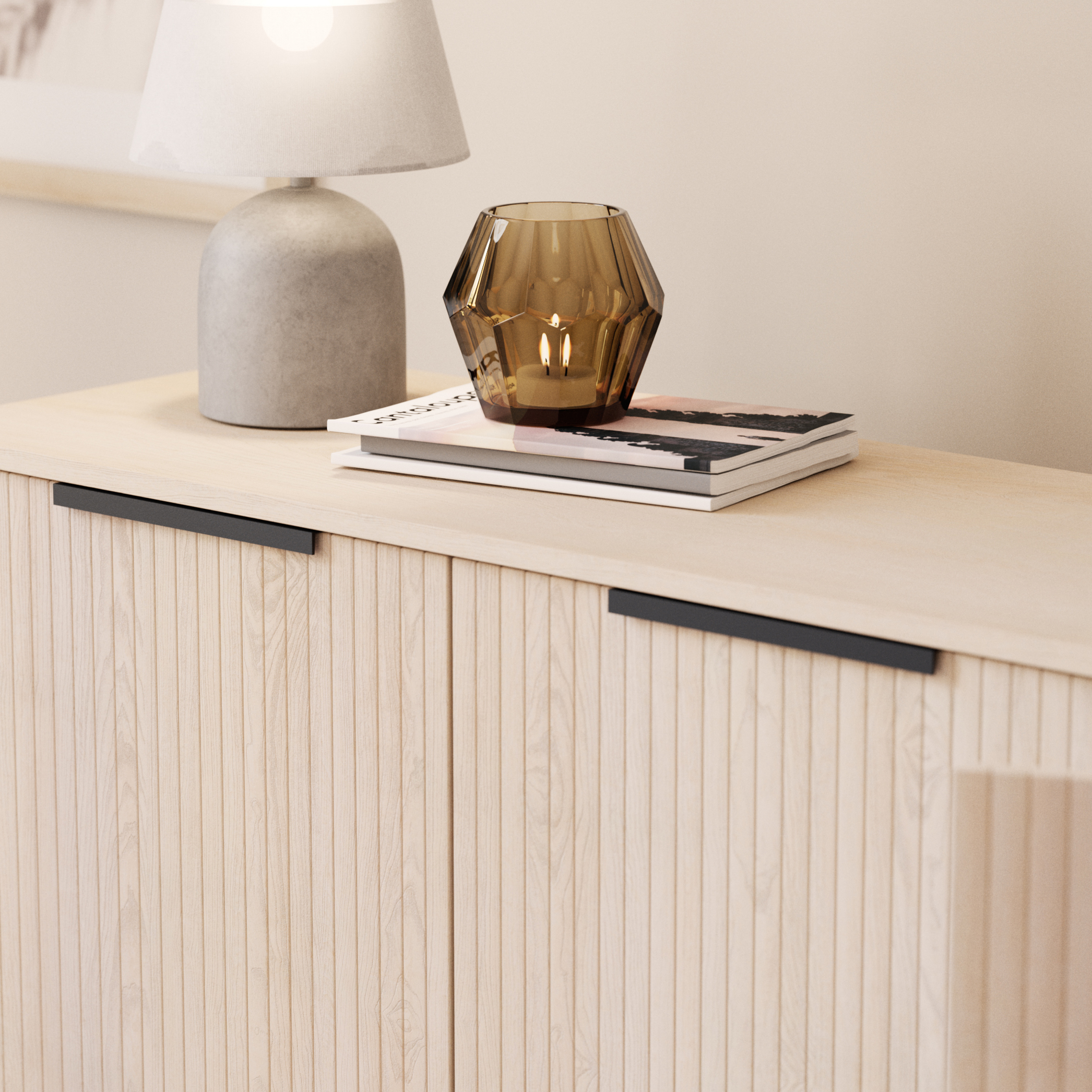 Sideboard Bark Kopparbo Ribbad med Förvaring 160cm