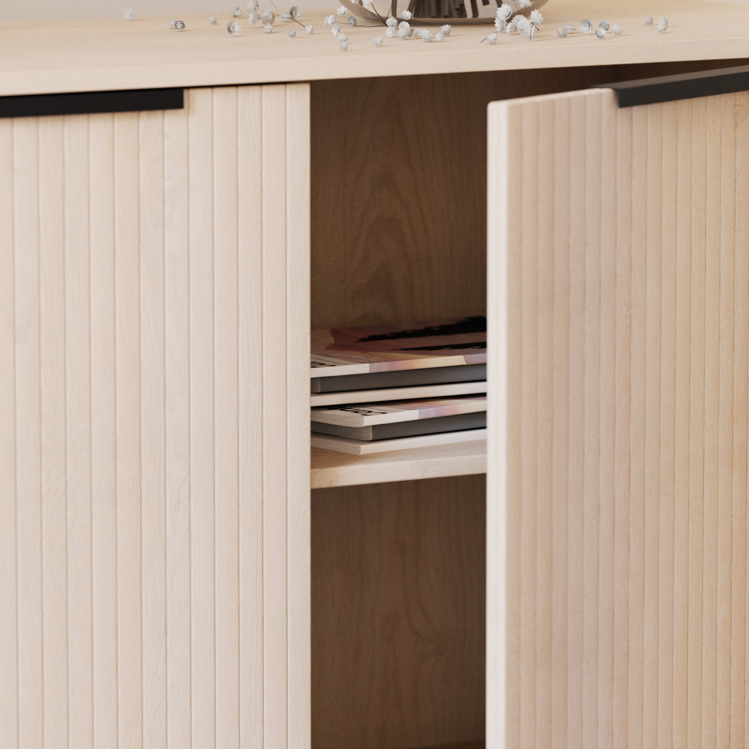 Sideboard Bark Kopparbo Ribbad med Förvaring 160cm