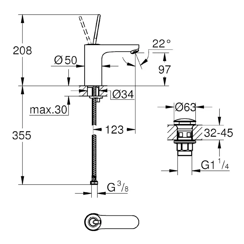 Tvättställsblandare Grohe Get Joy 23800
