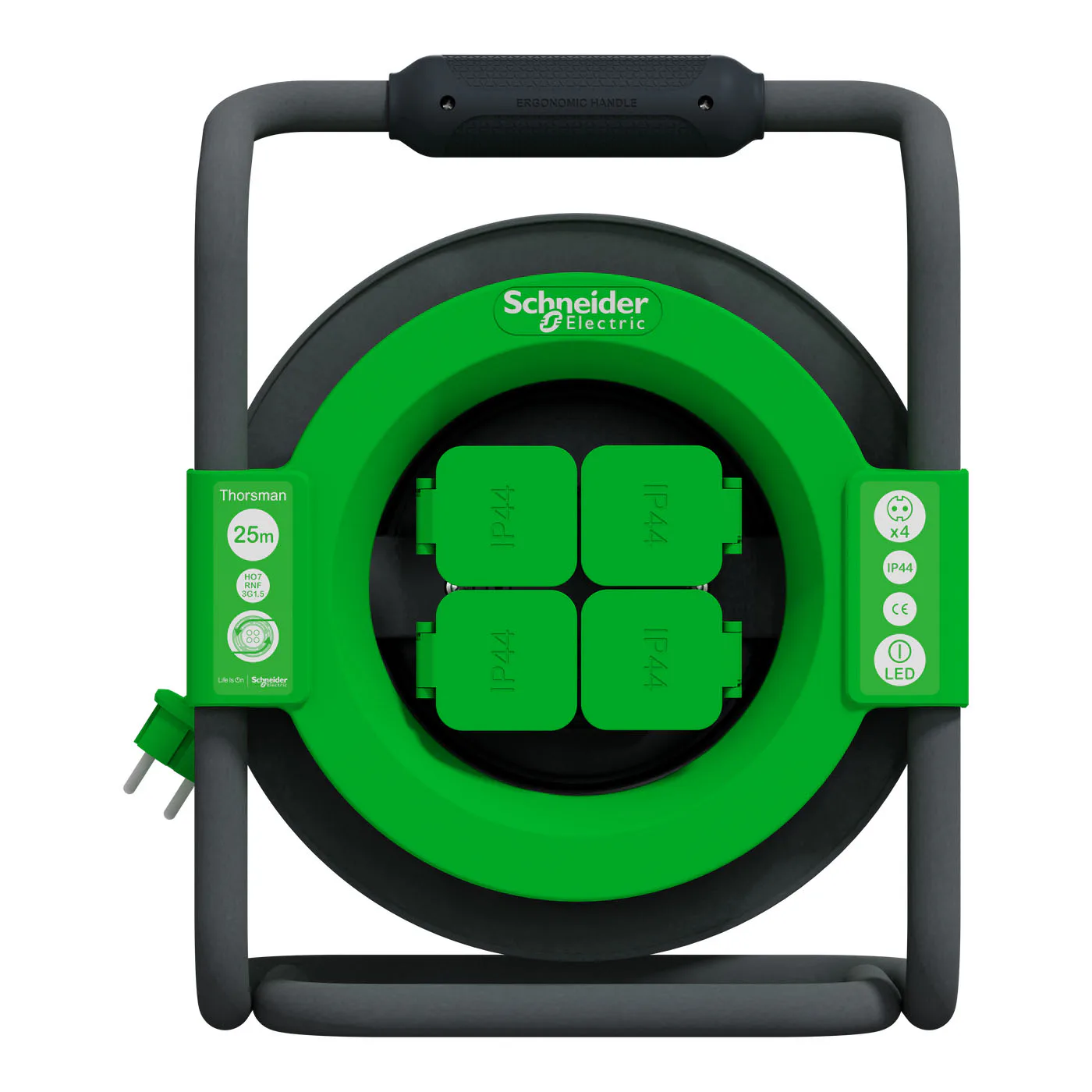 Kabelvinda Schneider Electric Thorsman HO5VVF 3G1.0 IP44 Schuko