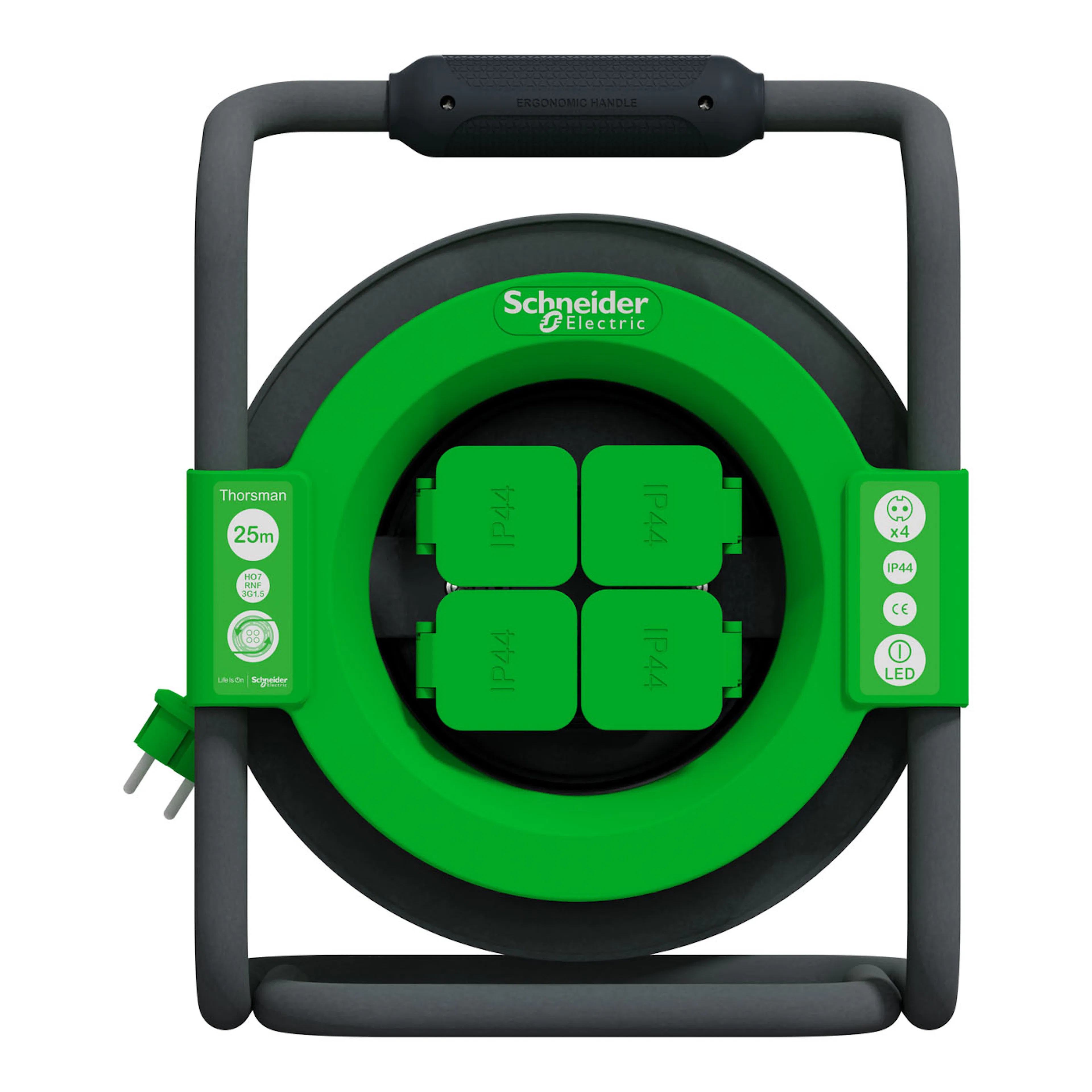 Kabelvinda Schneider Electric Thorsman HO5VVF 3G1.0 IP44 Schuko