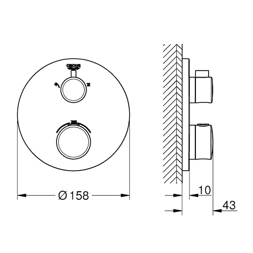 Duschblandare Grohe Grohtherm 24076 med 2 Ventiler
