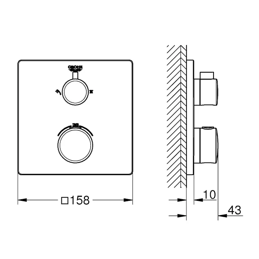 Duschblandare Grohe Grohtherm 24079 med 2 Ventiler