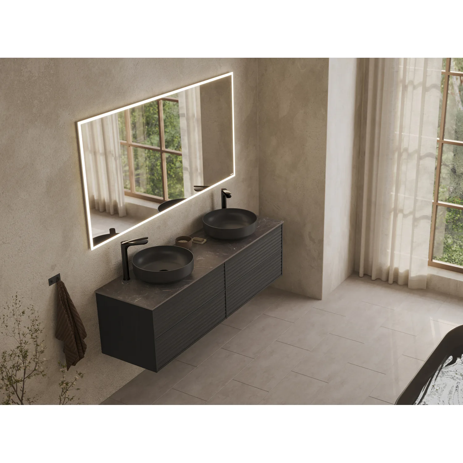 Bänkskiva Svedbergs Silva för Dubbla Tvättställ