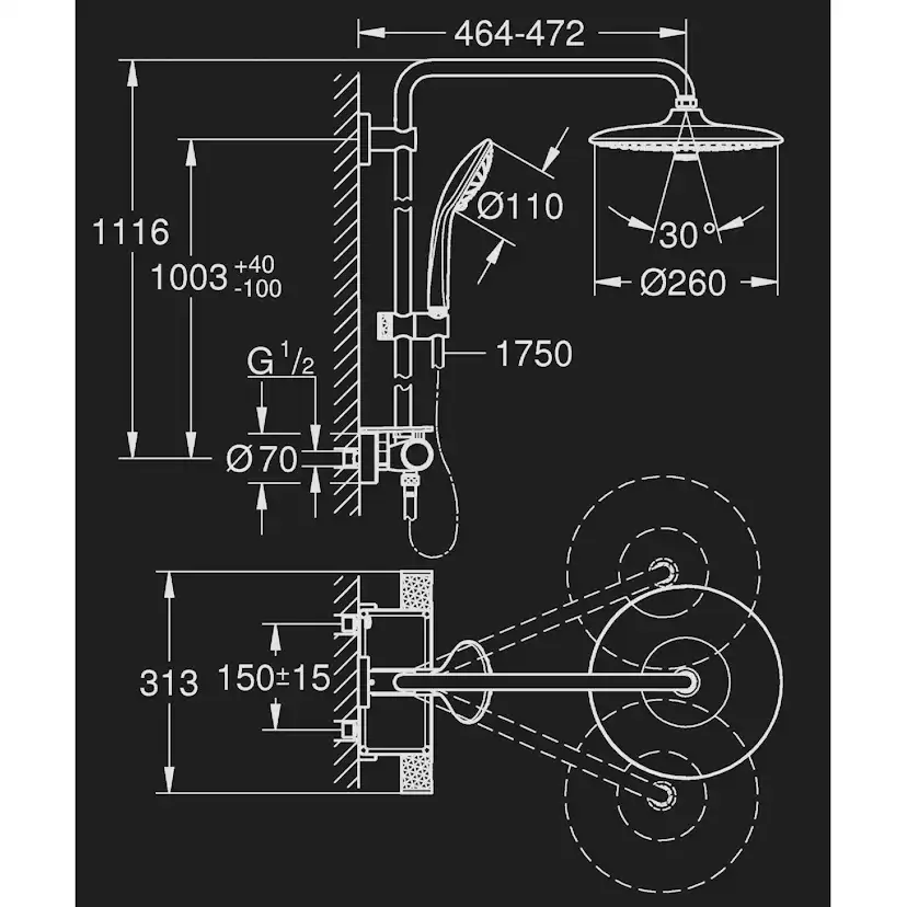 Takduschset Grohe Vitalio Joy 260
