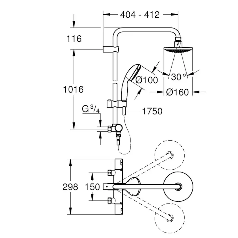 Takduschset Grohe Vitalio Go System 160 26573 150 cc