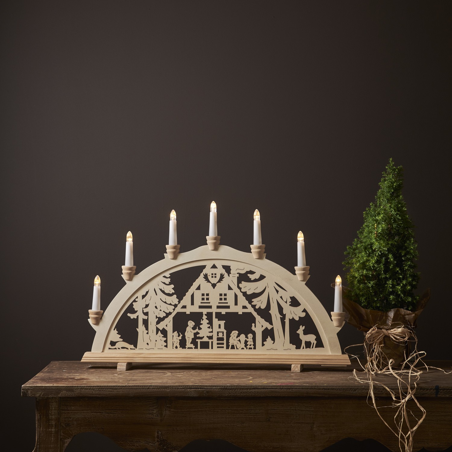 Adventsljusstake Star Trading Dassel Trä