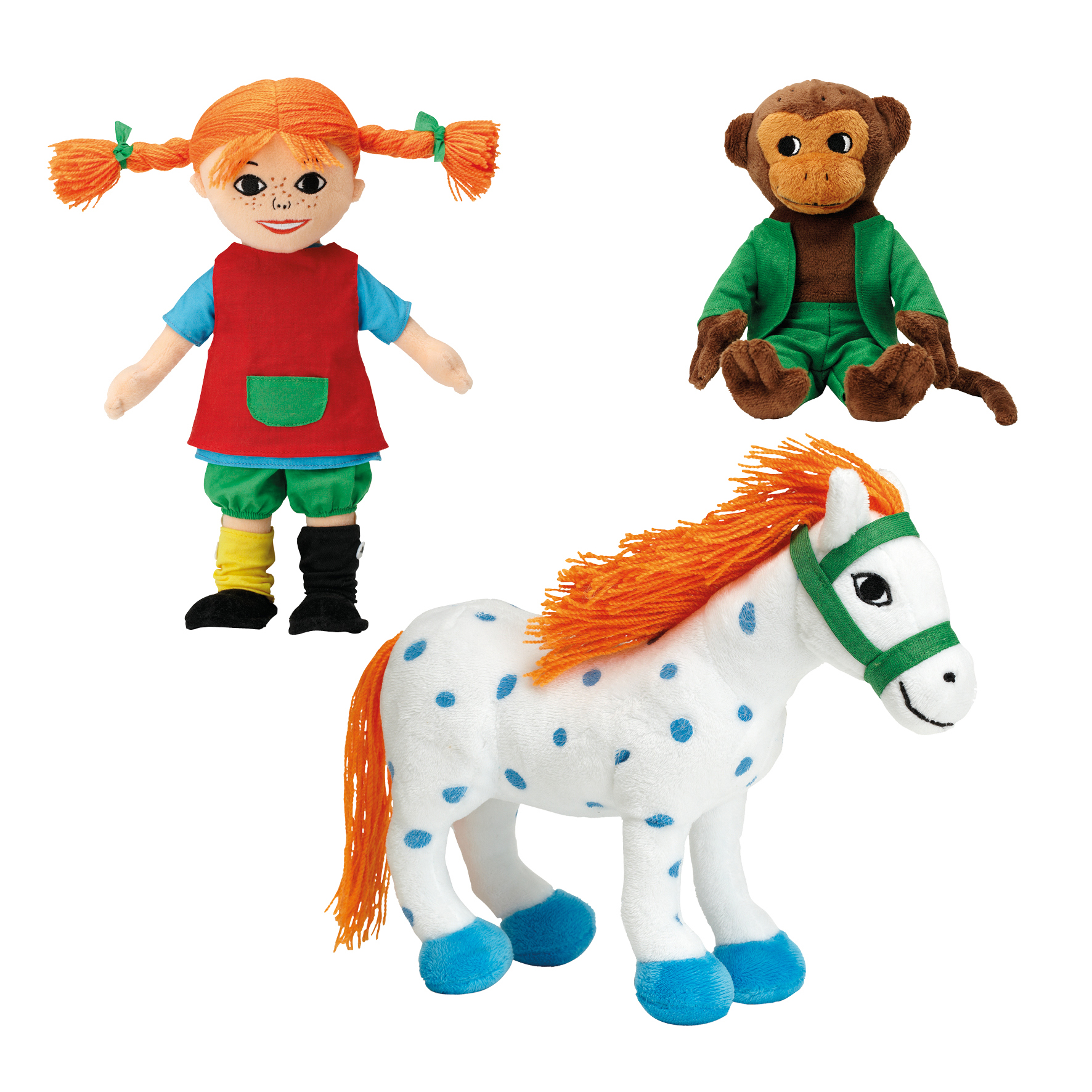 Dockset Pippi Lekvänliga Figurer med Dockvagn