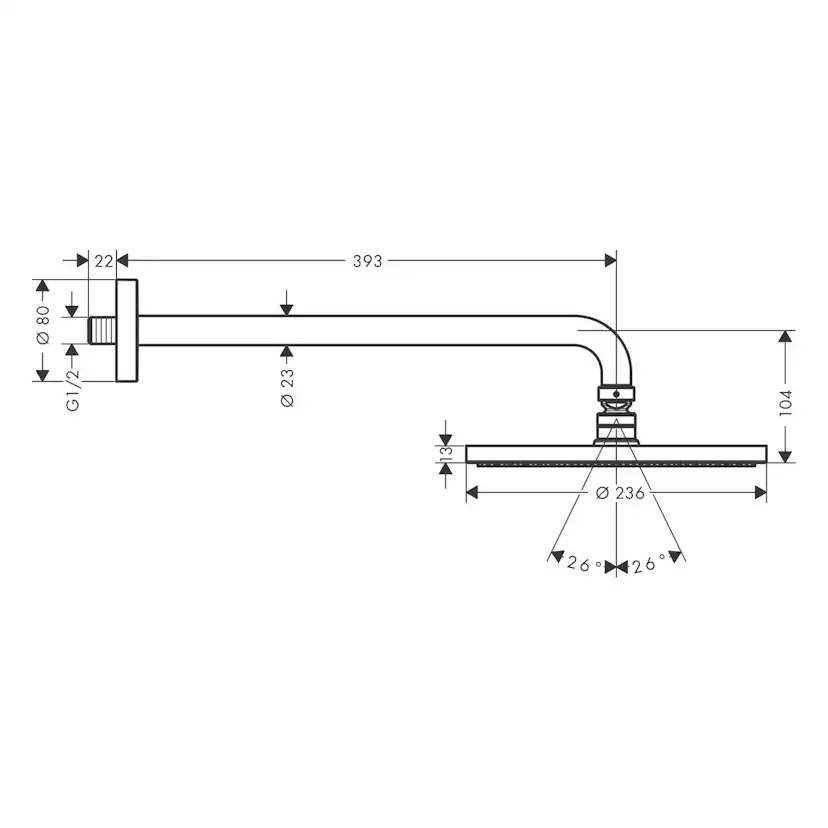Huvuddusch Hansgrohe Raindance S 240 1jet PowderRain för Vägg