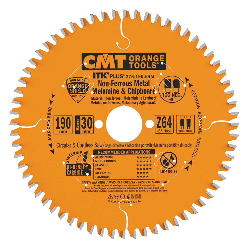 Sågklinga CMT Orange Tools fintandad NE Neg Alu/Plast
