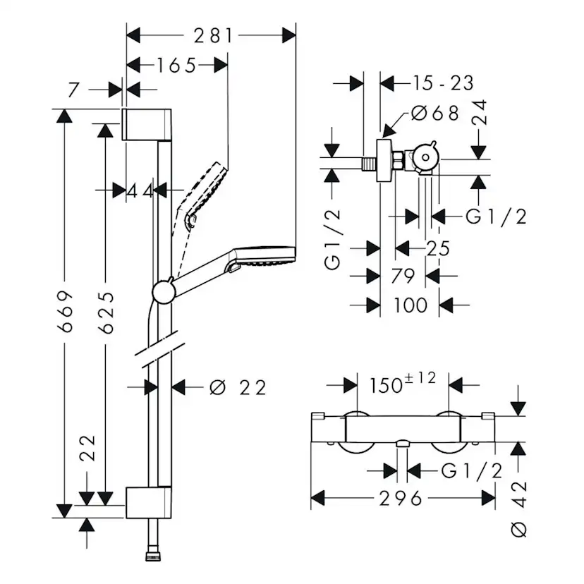 Duschset Hansgrohe Crometta Ecostat 1001 CL Termostat