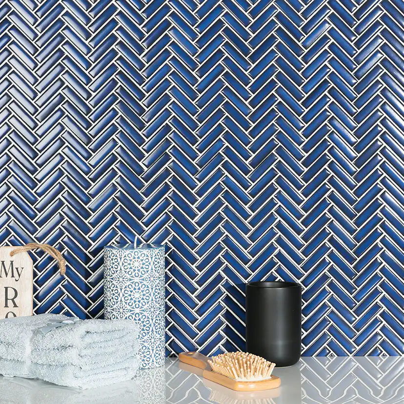 Mosaik Lhådös Fishbone Blue Glossy cm