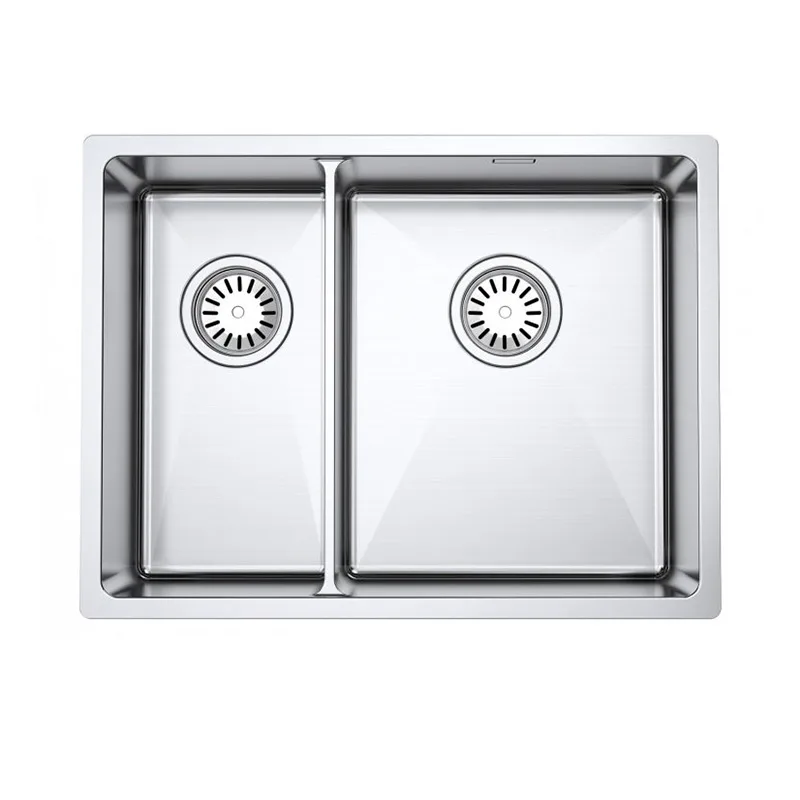 Diskho DecoSteel DI-ART 2033 Rostfri Dubbel med Korgventil & Vattenlås