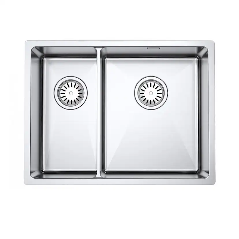 Diskho DecoSteel DI-ART 2033 Rostfri Dubbel med Korgventil & Vattenlås