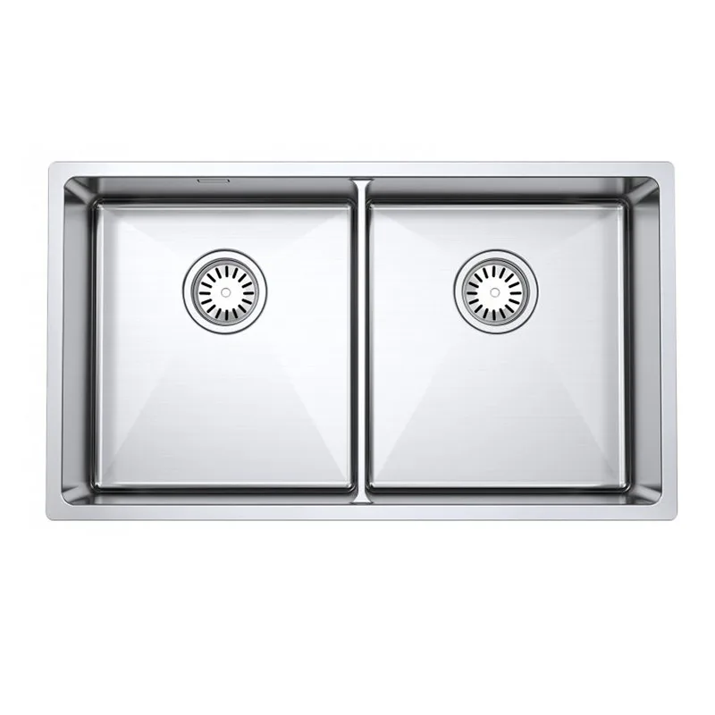 Diskho DecoSteel DI-ART 3636 Rostfri Dubbel med Korgventil & Vattenlås