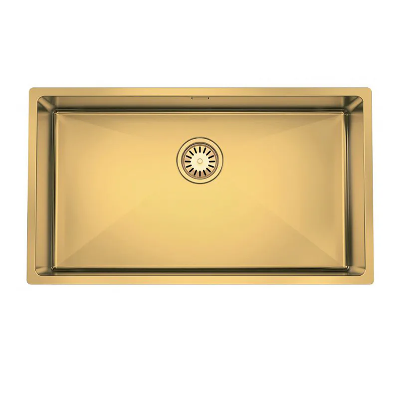 Diskho DecoSteel DI-ART GOLD 73, Enkel Diskho för Kök eller Tvättstuga, Guld, Rostfri Plåt/PVD