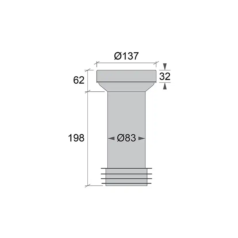 WC-Anslutning Jafo Rak 90 Rörmuff