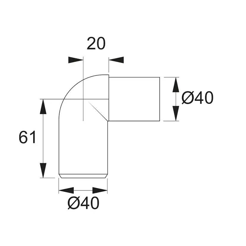 Böj Purus 90° Instick/Slätända