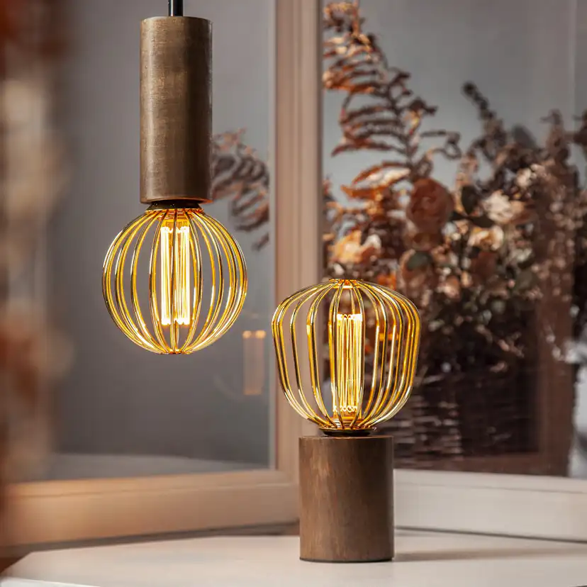 LED-lampa Star Trading E27 G125 Basket Gold