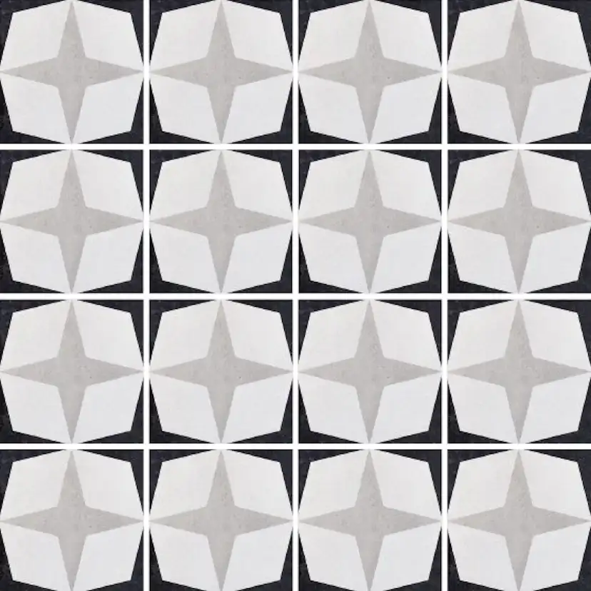 Klinker Fioranese Cementine Svart & Vit nr 1 20x20 cm