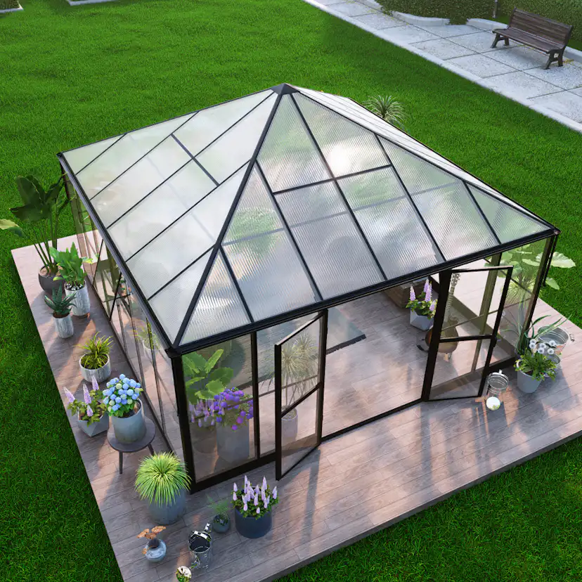 Växthus Metalcraft Gazebo 17,6m² Premium 4 mm Säkerhetsglas