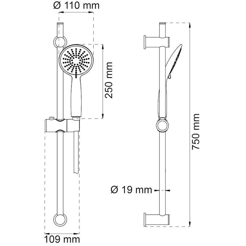 Duschset Habo Dahlia 3-strålval Krom