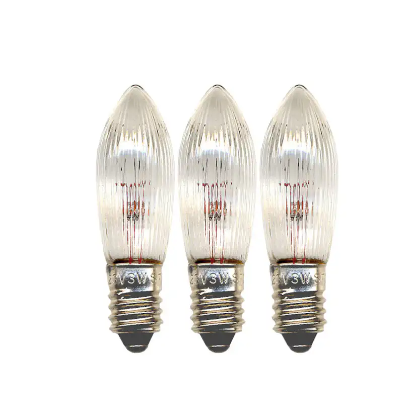 LED-lampor Star Trading Reservlampa E10 34V 3W Räfflat 3-pack Transparent