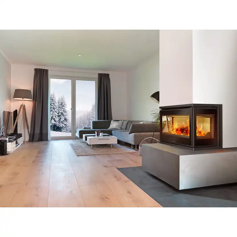 Braskamin Lacunza Adour med Glas på Framsida och Båda Sidor