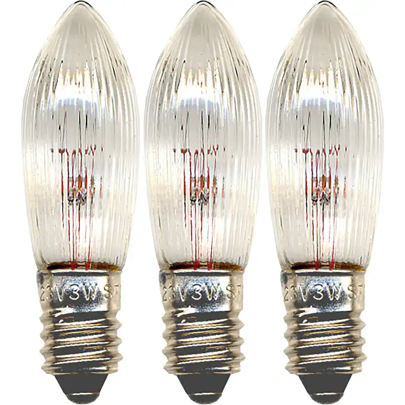LED-Reservlampa Star Trading E10 55V 3W Räfflat Transparent 3-pack