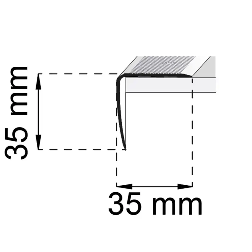 Trappkantslist Habo A41 Rostfri 35x35 mm