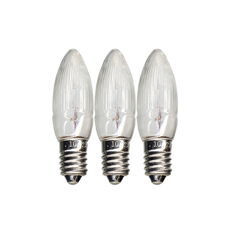 LED-Lampa Star Trading Reservlampa E10 14V 3W Transparent 3-pack