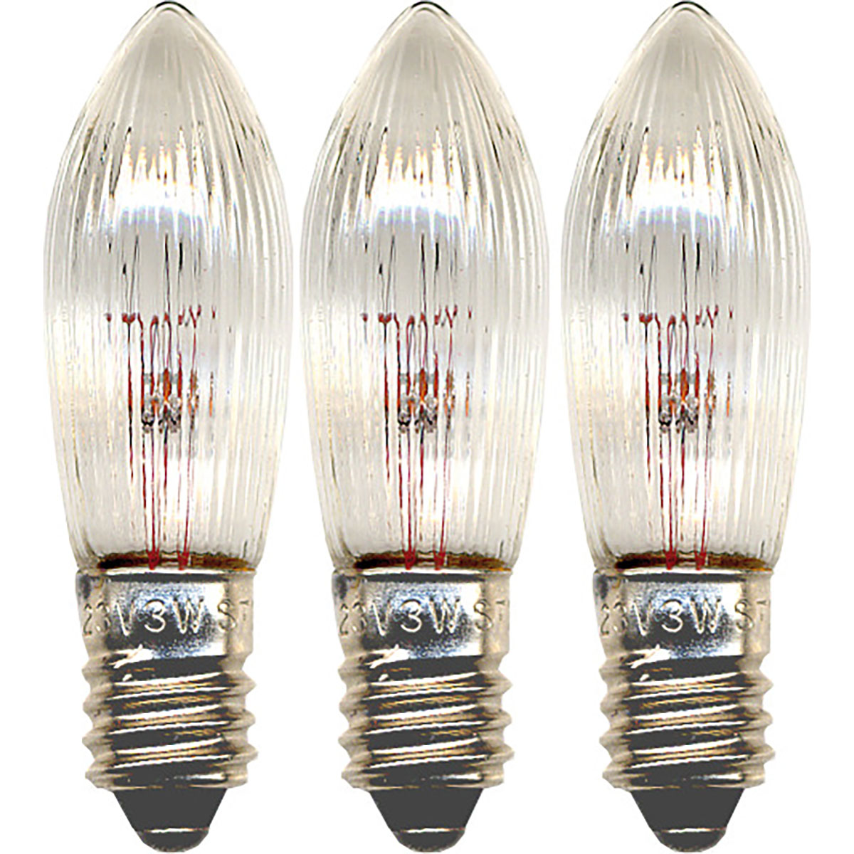 LED-Lampor Star Trading Reservlampa E10 23V 3W Räfflat 3-pack Transparent
