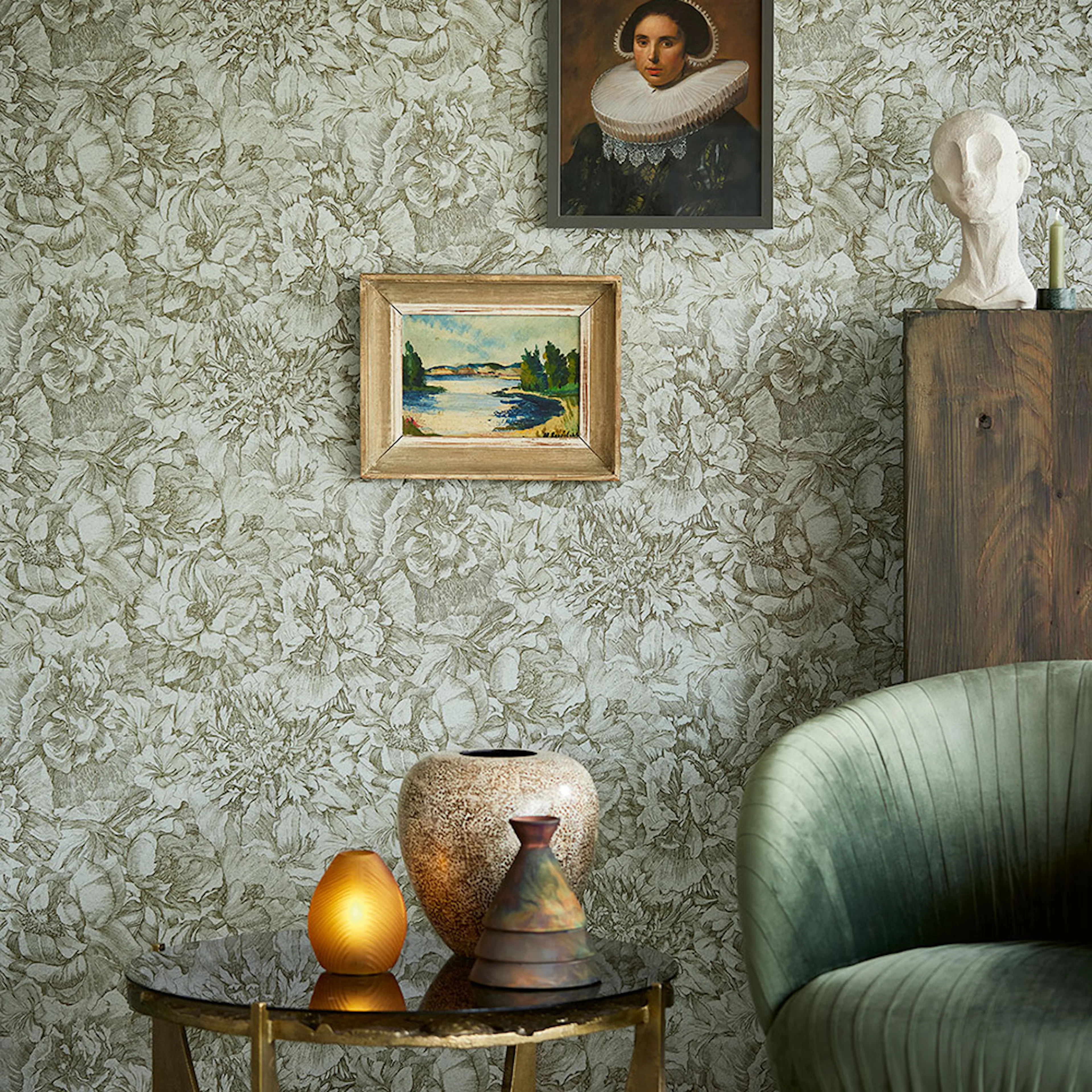 Tapet Eijffinger Museum 307342 Non Woven, Mönstrad Grön