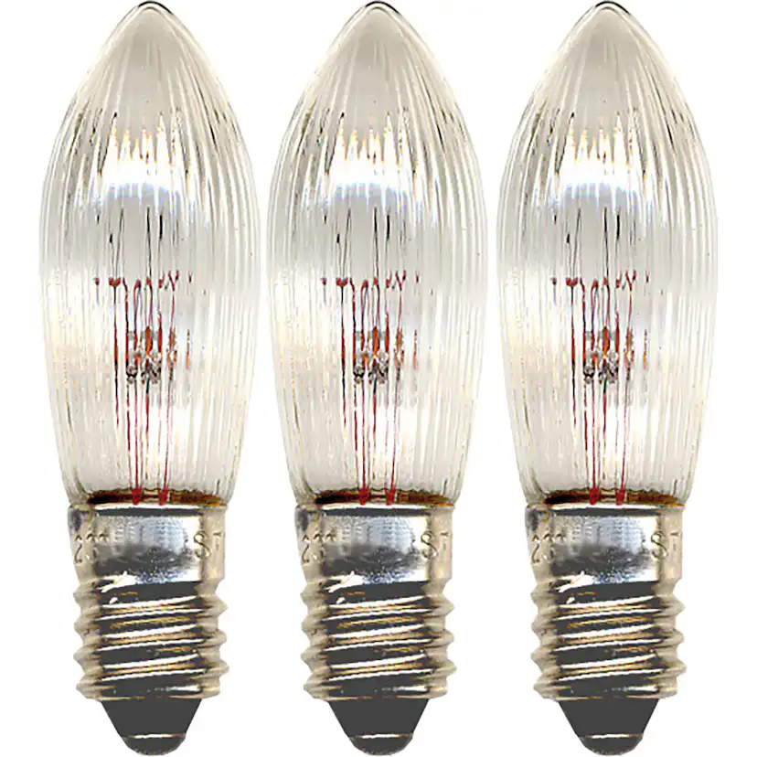 LED-lampor Star Trading Reservlampa E10 12V 2,4W Räfflad 3-pack Transparent