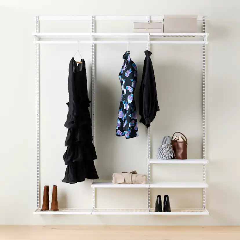 Garderobslösning Elfa Decor+ Enkel med Hyllor