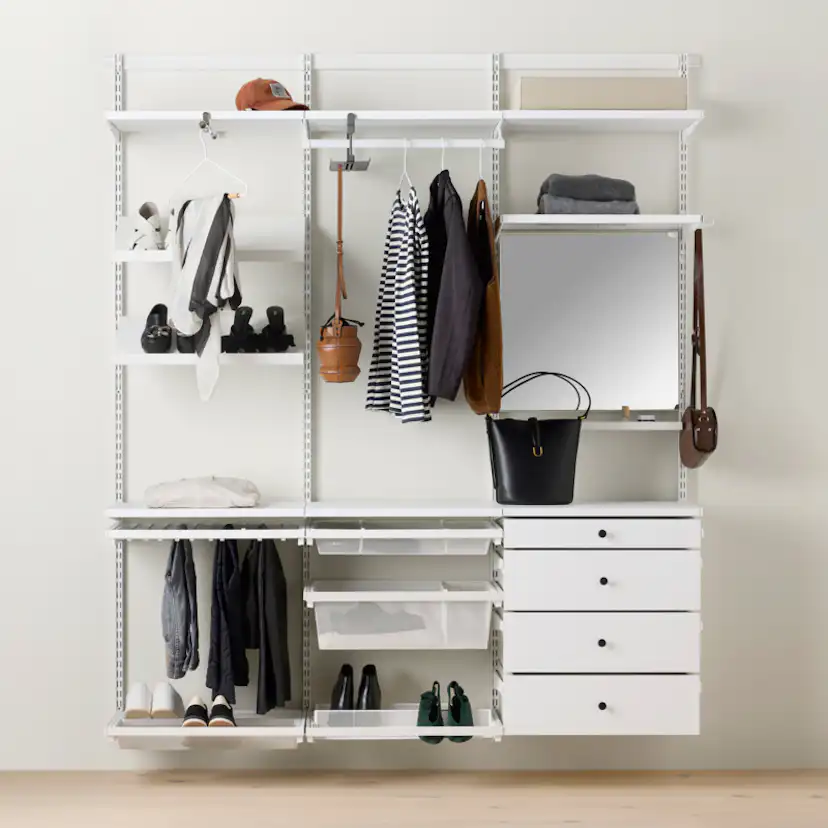 Garderobslösning Elfa Decor+ Premium Fullutrustad