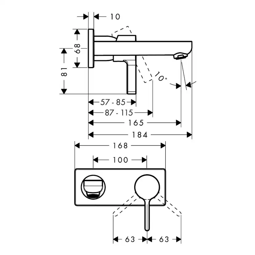 Tvättställsblandare Hansgrohe Metris S för Inbyggnad