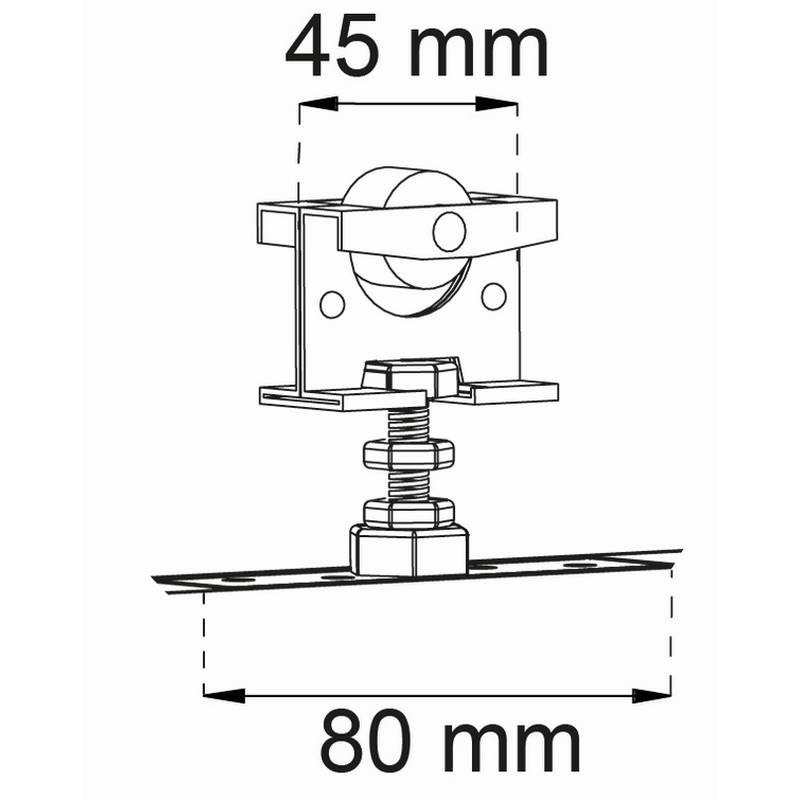 Beslagssats Habo SF-40  Komplett Hjultsats för Skjutdörrsskena SF-40