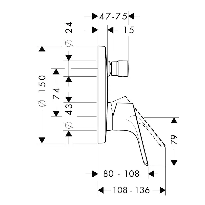 Badkarsblandare Hansgrohe Focus för Inbyggnad