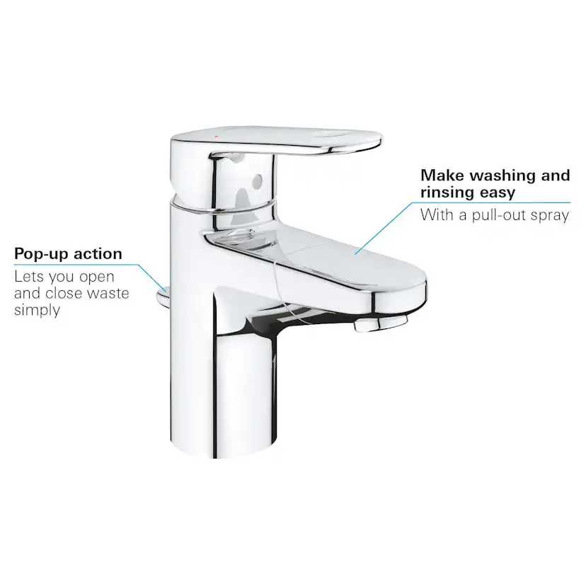Tvättställsblandare Grohe Europlus 33155 med Utdragbar Pip